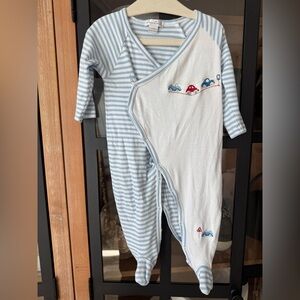 Kissy Kissy pima footies cars embroidered baby boy cotton striped grow with me